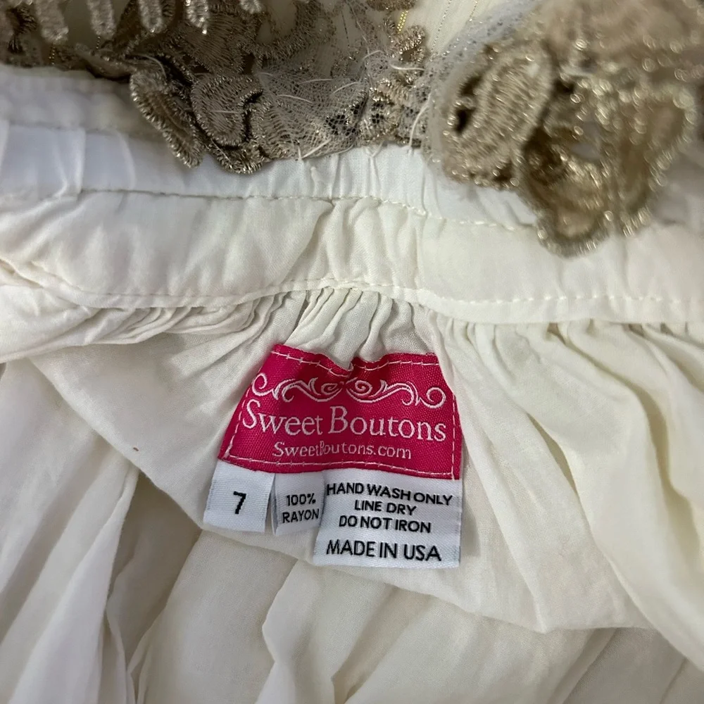 Sweet Boutons Metallic Thread Kids Dress Girls Size 7 - Picture 5 of 17